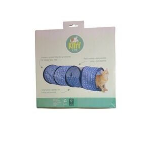 Kitty City Play Tunnel Cat Toy OS Blue New Collapsible Mesh Window 36 Inch
